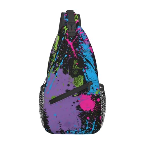 peiyeety Umhängetasche mit Farbspritzern, Umhängetasche für Damen und Herren, für Reisen, Wandern, Tagesrucksack, Brust- und Schultertasche peiyeety Umhängetasche mit Farbspritzern, Umhängetasche für Damen und Herren, für Reisen, Wandern, Tagesrucksack, Brust- und Schultertasche von peiyeety