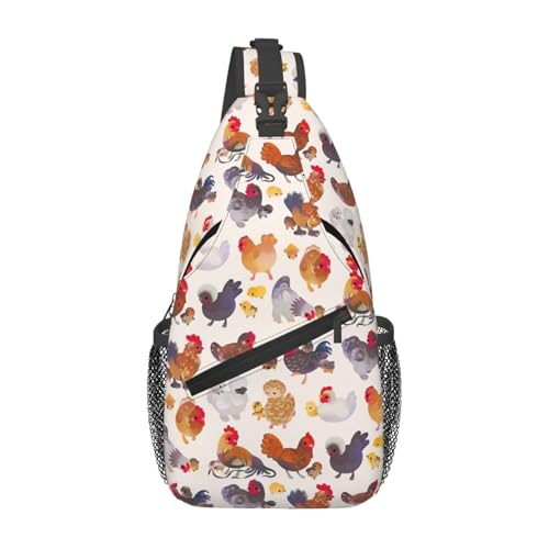 peiyeety Umhängetasche mit Huhn und Küken, Umhängetasche für Damen und Herren, Reisen, Wandern, Tagesrucksack, Brust-Umhängetasche peiyeety Umhängetasche mit Huhn und Küken, Umhängetasche für Damen und Herren, Reisen, Wandern, Tagesrucksack, Brust-Umhängetasche von peiyeety