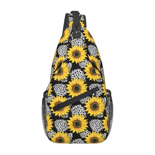 peiyeety Umhängetasche mit Sonnenblumen- und Kuh-Prints für Damen und Herren, verstellbare Umhängetasche, Schulterrucksack peiyeety Umhängetasche mit Sonnenblumen- und Kuh-Prints für Damen und Herren, verstellbare Umhängetasche, Schulterrucksack von peiyeety