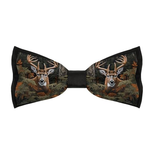 Vorgebundene Fliege für Herren mit Hirsch-Tarnmuster und Jagdmotiv, bedruckt, verstellbar, für Partys und Hochzeiten von peiyeety