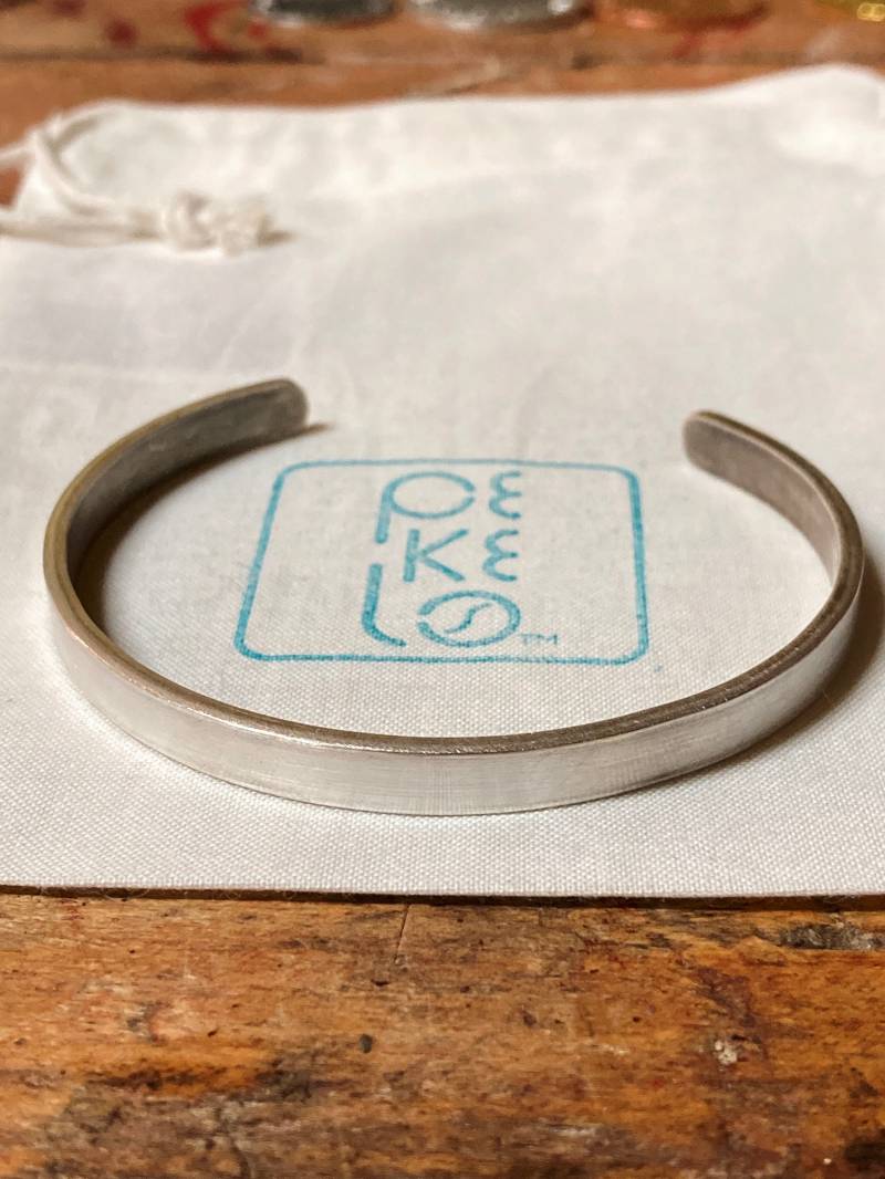 Feinsilber-Armreif 999 - Handgestempelt Mit Wunschtext | Oder Blank, Sanft Anpassbar von pekelos