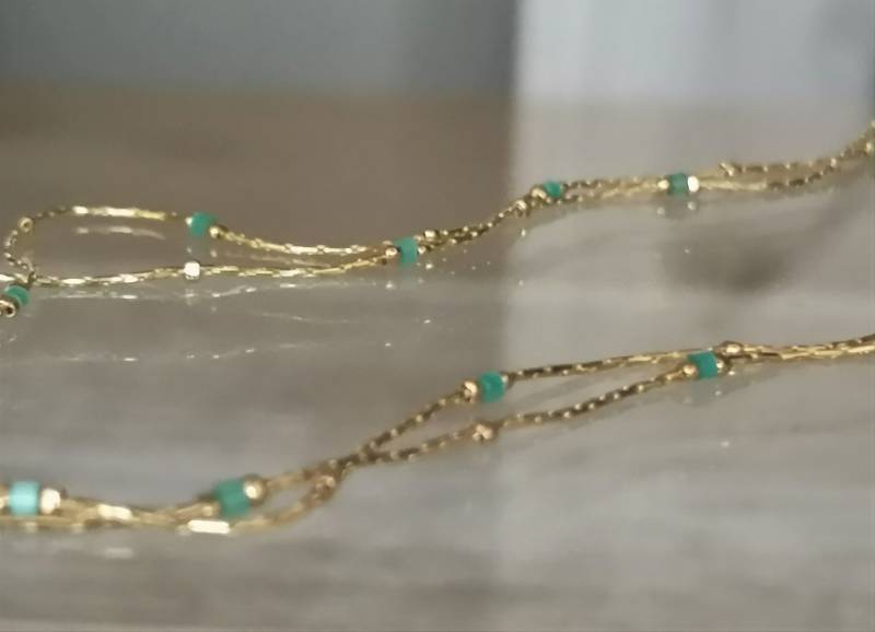 Vergoldete Und Myuki-Halskette, Glasperlen Vergoldete Und Myuki-Halskette, Glasperlen von pelemelestrasbourg