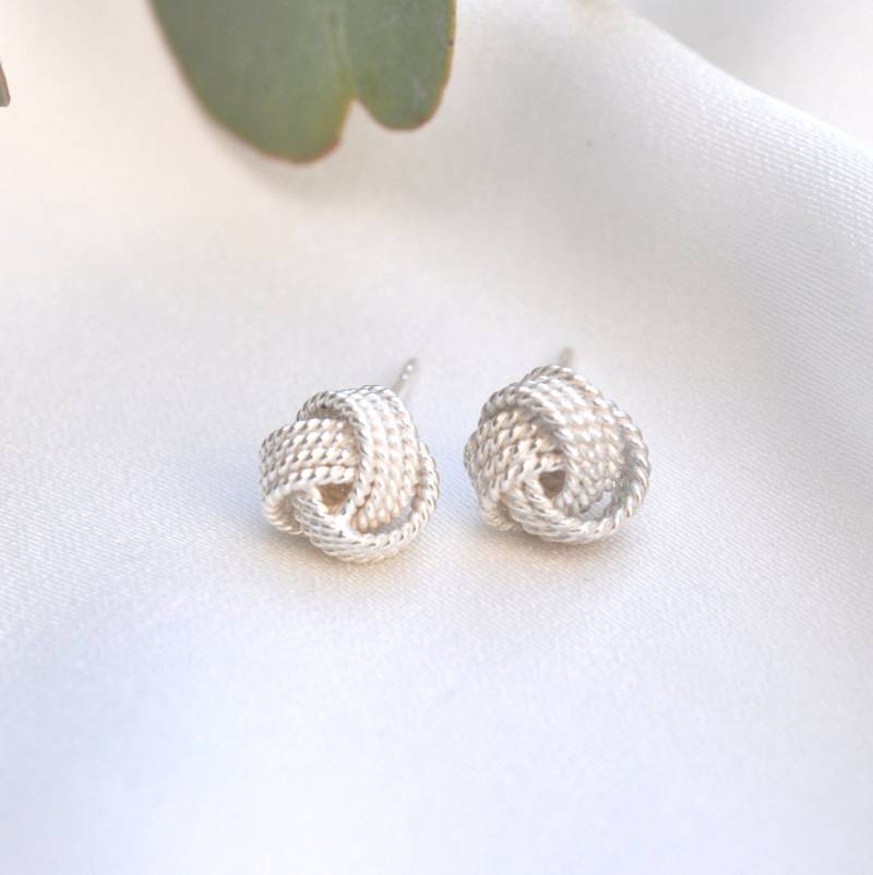 Knoten Ohrstecker Sterling Silber | Weihnachten Geburtstag Frau Geschenk Ohrringe Mama Zart Geschenkverpackung von pelyo