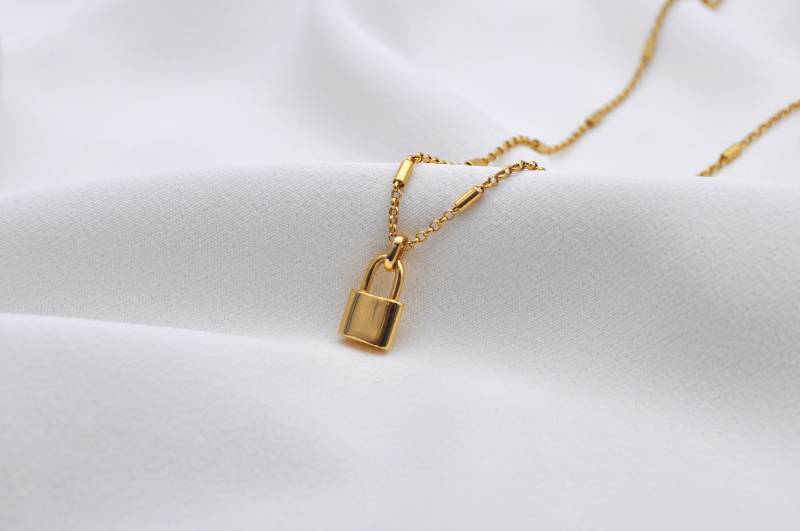 Lock Chain Kette Sterling Silber Gold von pelyo