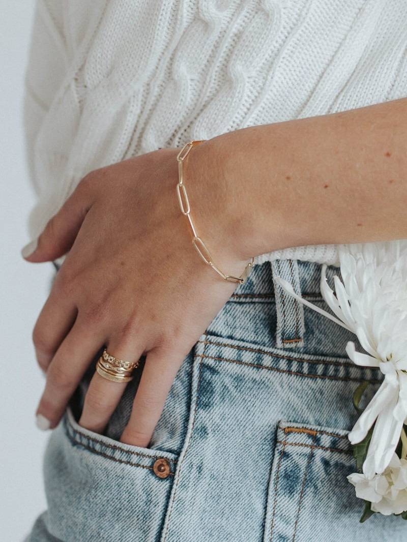 Büroklammer Armband 14K Kette Solide Gold Für Frauen von penelopefinejewelry
