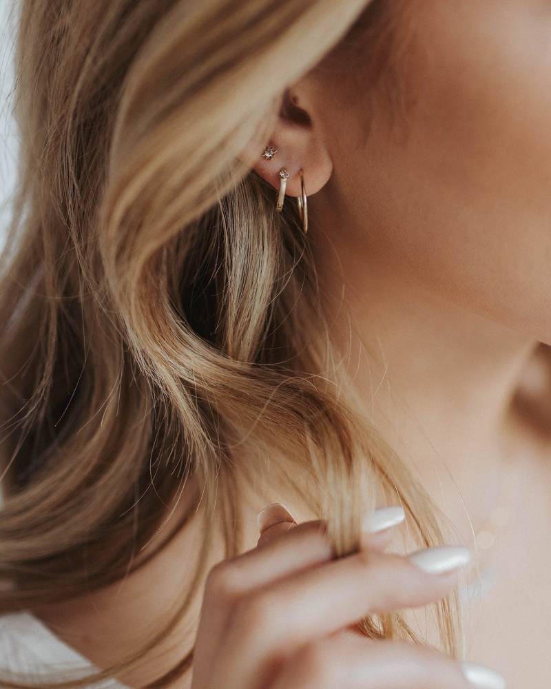 Gold Creolen 14K Solide Ohrringe Minimal Echt von penelopefinejewelry