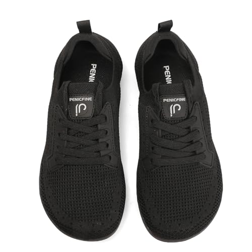 penicfine Damen Herren breite Barfußschuhe, minimalistischer Stil, Freizeitschuhe, Zero Drop Outdoor-Wanderschuhe., A Schwarz, 8.5 Wide Women/7 Wide Men von penicfine