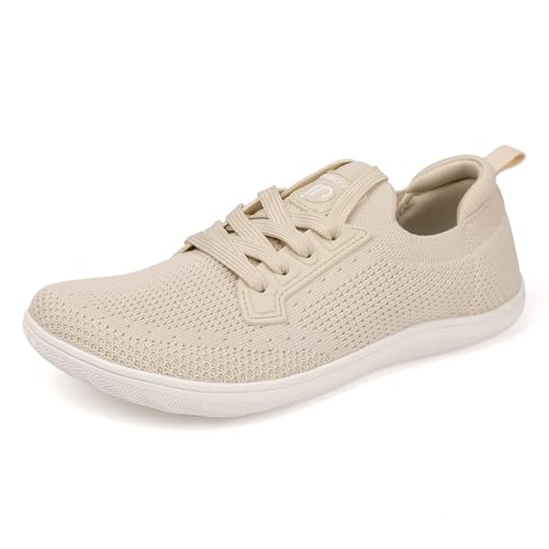 penicfine Damen Herren breite Barfußschuhe, minimalistischer Stil, Freizeitschuhe, Zero Drop Outdoor-Wanderschuhe., Beige, 7.5 Wide Women/6 Wide Men von penicfine