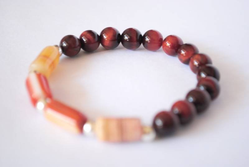 Einfach Entworfen Armband Tigerauge Gemischt Mit Roten Achat von penny1881