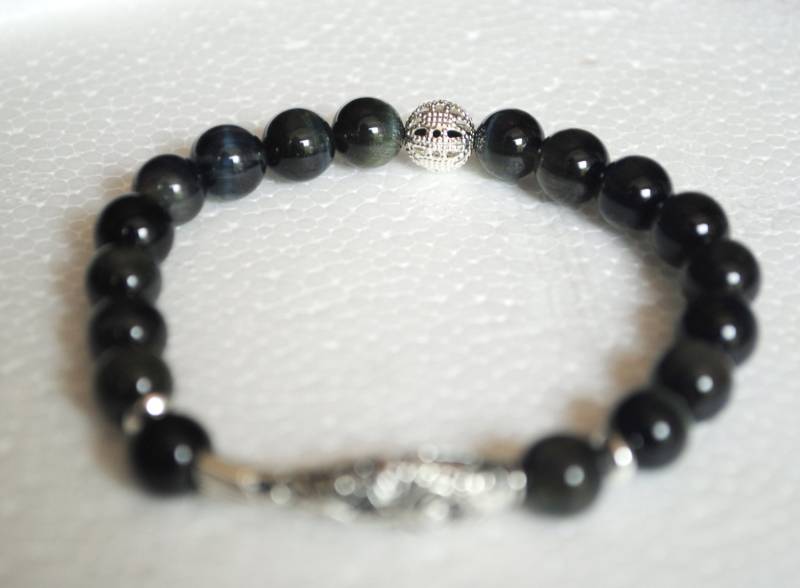 Fisch Anders Gestaltete Armband Im "Blauen Tiger'e Eye" Mit Messing-Schwarz von penny1881