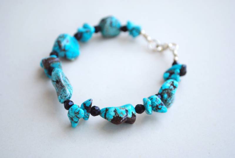 Handgemachte Unisex Armband Türkis Gemischt Schwarz Onyx von penny1881