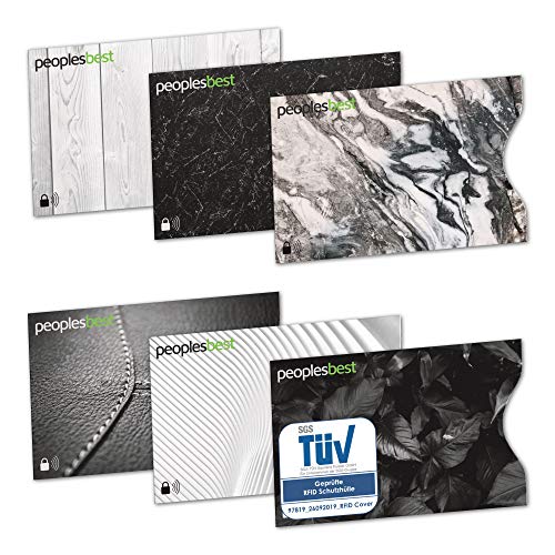 6er Set TÜV geprüfte RFID & NFC Blocker Kreditkarten-Schutzhülle - Stabile EC Kartenhülle gegen Datenklau & unerlaubtes auslesen - 100% Datenschutz Kreditkartenhülle einfarbig, dünn (Black & White) von peoplesbest