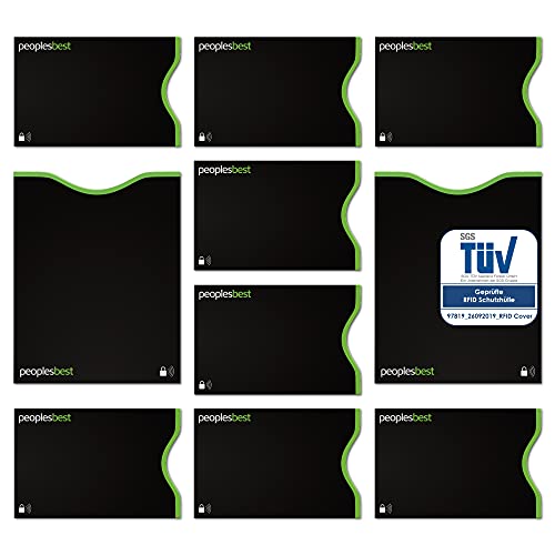 TÜV geprüfte RFID & NFC Blocker Kreditkarten- und Reisepass Schutzhüllen (10 Stück) | stabile EC Kartenhülle gegen Datenklau und unerlaubtes auslesen | dünn & reißfest für 100% Datenschutz (Schwarz) von peoplesbest