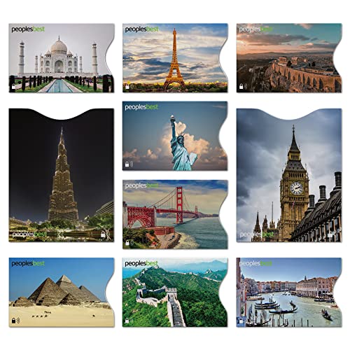 TÜV geprüfte RFID & NFC Blocker Kreditkarten- und Reisepass Schutzhüllen (10 Stück) | stabile EC Kartenhülle gegen Datenklau und unerlaubtes auslesen | dünn & reißfest für 100% Datenschutz (Travel 2) von peoplesbest