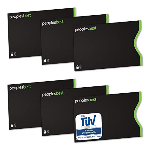 6er Set TÜV geprüfte RFID & NFC Blocker Kreditkarten-Schutzhülle - Stabile EC Kartenhülle gegen Datenklau & unerlaubtes auslesen - 100% Datenschutz Hülle für EC-Karte, Kreditkarte, Bankkarte (Schwarz) von peoplesbest