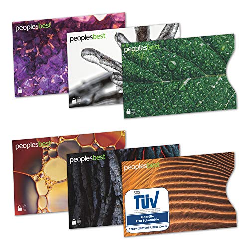 6er Set TÜV geprüfte RFID & NFC Blocker Kreditkarten-Schutzhülle - Stabile EC Kartenhülle gegen Datenklau & unerlaubtes auslesen - 100% Datenschutz Kreditkartenhülle für Ausleseschutz (Muster, Nature) von peoplesbest