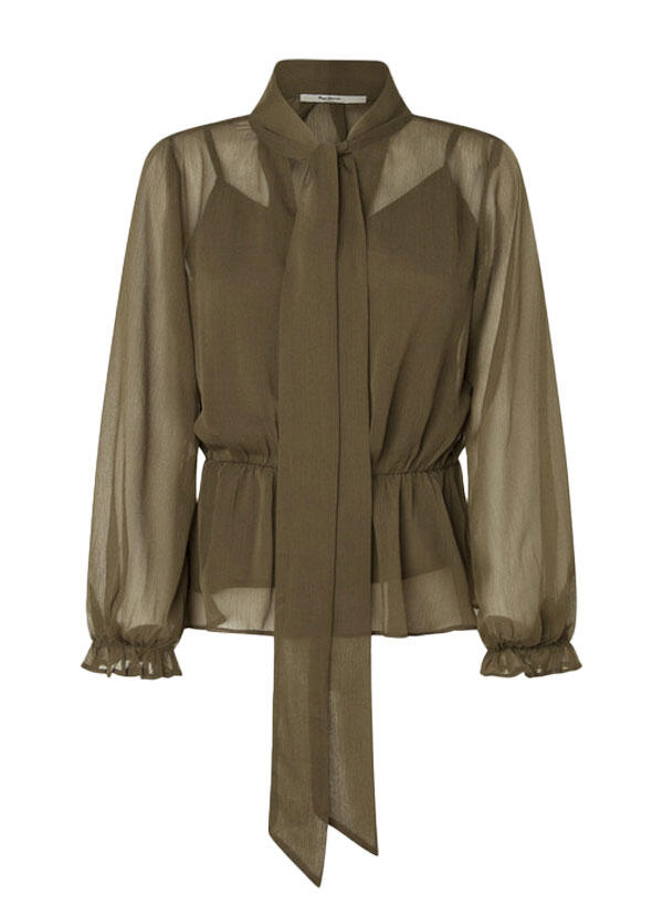 pepe jeans london - Halbtransparente Chiffonbluse grün - Gr. - XS von pepe jeans london