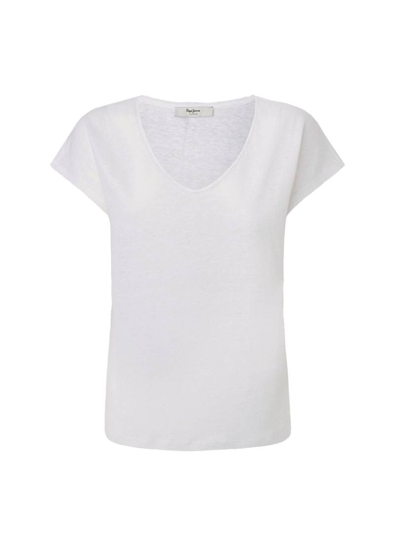 pepe jeans london - T-Shirt Leinen Relaxed Fit weiß - Gr. - M von pepe jeans london