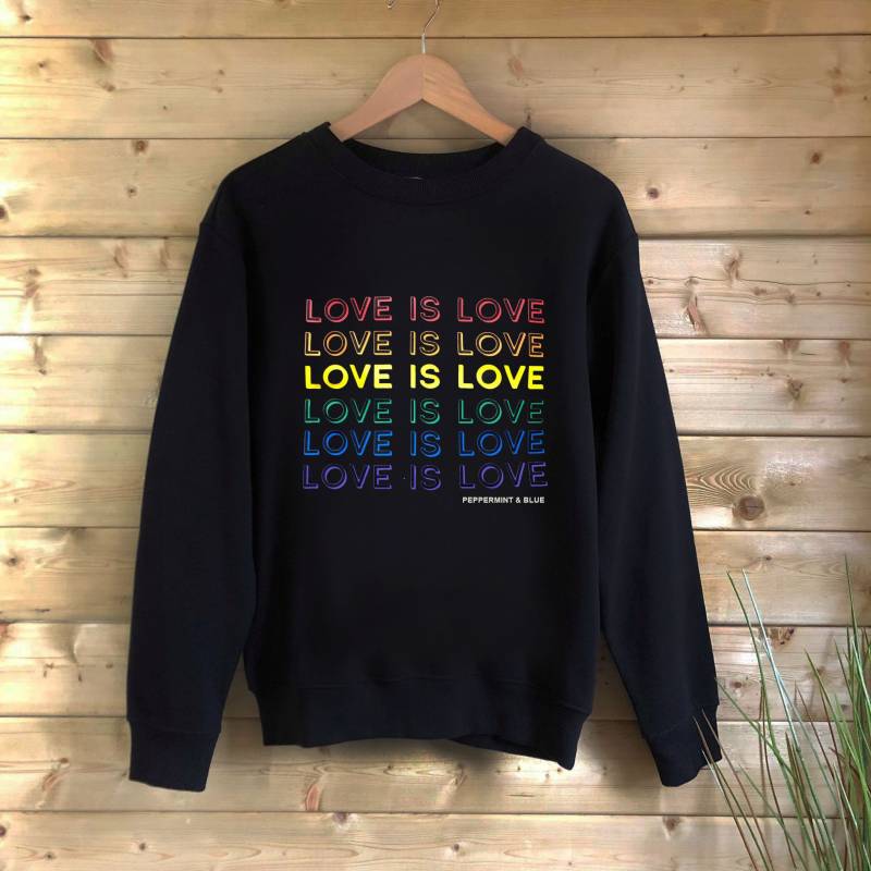 Liebe Ist Stolz Schwarz Sweatshirt Regenbogen von peppermintandblue