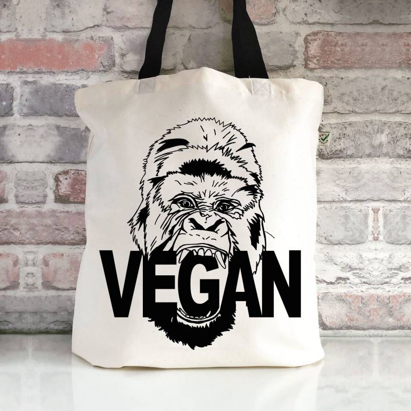 Vegan Gorilla//Tote Leinwand Bag//Vegetarian//Eco Freundlich von peppermintandblue