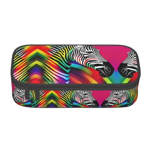 Federmäppchen, buntes Regenbogen-Zebrenmuster, großes Fassungsvermögen, Stiftetasche, Schreibwaren-Organizer mit Reißverschluss, für Büro und Universität Federmäppchen, buntes Regenbogen-Zebrenmuster, großes Fassungsvermögen, Stiftetasche, Schreibwaren-Organizer mit Reißverschluss, für Büro und Universität von perangg
