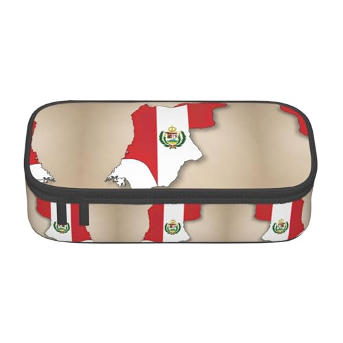 Federmäppchen mit Peru-Flagge, großes Fassungsvermögen, Stiftetasche, Schreibwaren-Organizer mit Reißverschluss, für Büro und Uni Federmäppchen mit Peru-Flagge, großes Fassungsvermögen, Stiftetasche, Schreibwaren-Organizer mit Reißverschluss, für Büro und Uni von perangg