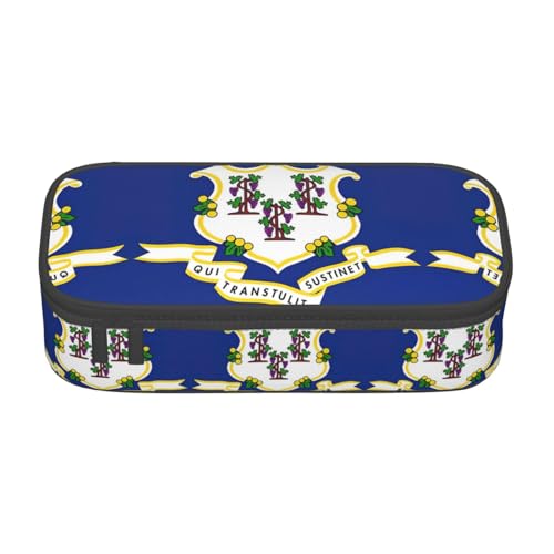 perangg Connecticut Federmäppchen mit Staatsflagge, großes Fassungsvermögen, Stiftetasche, Schreibwaren-Organizer mit Reißverschluss, für Büro und Uni perangg Connecticut Federmäppchen mit Staatsflagge, großes Fassungsvermögen, Stiftetasche, Schreibwaren-Organizer mit Reißverschluss, für Büro und Uni von perangg