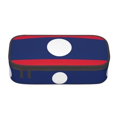 perangg Federmäppchen, Motiv: Flagge von Laos, großes Fassungsvermögen, Stiftetasche, Schreibwaren-Organizer mit Reißverschluss, für Büro und Uni von perangg