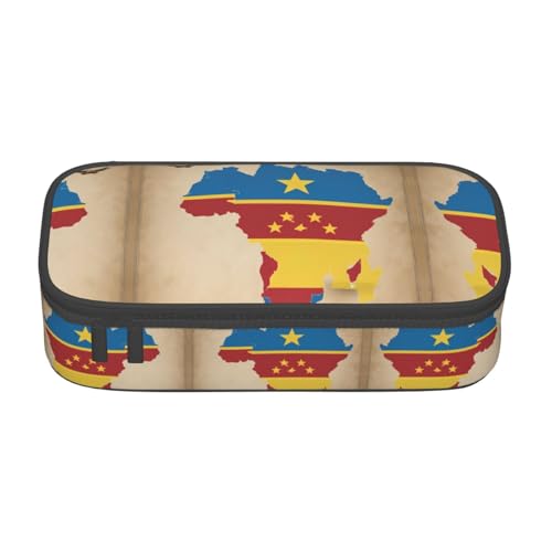 perangg Federmäppchen, Motiv: Kongo-Flagge, mit Sternen, großes Fassungsvermögen, Stiftetasche, Schreibwaren-Organizer mit Reißverschluss, für Büro und Uni perangg Federmäppchen, Motiv: Kongo-Flagge, mit Sternen, großes Fassungsvermögen, Stiftetasche, Schreibwaren-Organizer mit Reißverschluss, für Büro und Uni von perangg