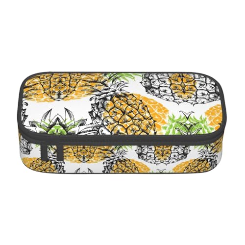 perangg Federmäppchen, Motiv: gelbe Ananas, großes Fassungsvermögen, Stiftetasche, Schreibwaren-Organizer mit Reißverschluss, für Büro und Uni perangg Federmäppchen, Motiv: gelbe Ananas, großes Fassungsvermögen, Stiftetasche, Schreibwaren-Organizer mit Reißverschluss, für Büro und Uni von perangg