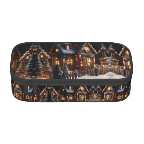 perangg Federmäppchen, Weihnachtsdorfhaus, großes Fassungsvermögen, Stiftetasche, Schreibwaren-Organizer mit Reißverschluss, für Büro und Universität perangg Federmäppchen, Weihnachtsdorfhaus, großes Fassungsvermögen, Stiftetasche, Schreibwaren-Organizer mit Reißverschluss, für Büro und Universität von perangg