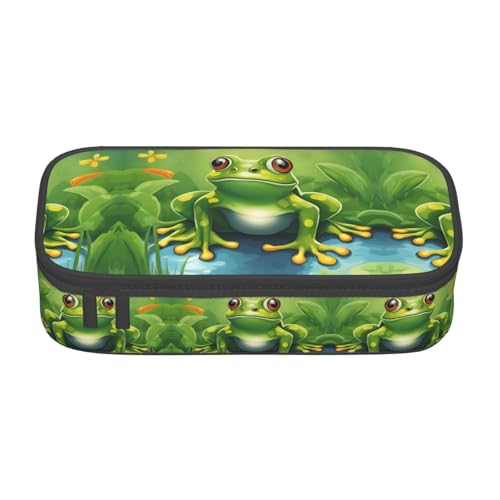 perangg Federmäppchen mit Cartoon-Frosch-Design, großes Fassungsvermögen, Stiftetasche, Schreibwaren-Organizer mit Reißverschluss, für Büro und Universität von perangg