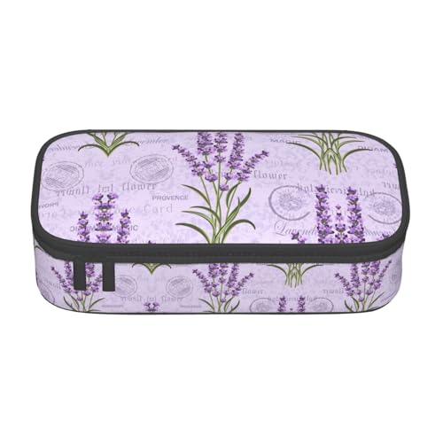 perangg Federmäppchen mit Lavendelstempel, großes Fassungsvermögen, Stiftetasche, Schreibwaren-Organizer mit Reißverschluss, für Büro und Uni perangg Federmäppchen mit Lavendelstempel, großes Fassungsvermögen, Stiftetasche, Schreibwaren-Organizer mit Reißverschluss, für Büro und Uni von perangg