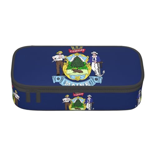 perangg Federmäppchen mit Maine State Flagge, großes Fassungsvermögen, Stiftetasche, Schreibwaren-Organizer mit Reißverschluss, für Büro und Uni perangg Federmäppchen mit Maine State Flagge, großes Fassungsvermögen, Stiftetasche, Schreibwaren-Organizer mit Reißverschluss, für Büro und Uni von perangg