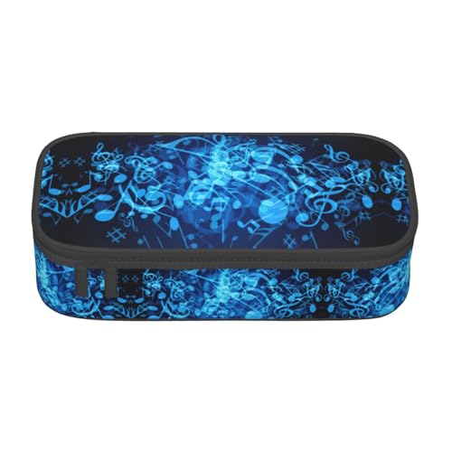 perangg Federmäppchen mit Musiknoten, großes Fassungsvermögen, Schreibwaren-Organizer mit Reißverschluss, für Büro und Uni, Blau von perangg