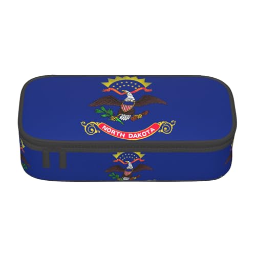 perangg Federmäppchen mit Nord-Dakota-Flagge, großes Fassungsvermögen, Stiftetasche, Schreibwaren-Organizer mit Reißverschluss, für Büro und Uni von perangg