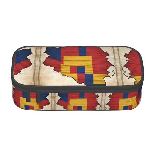 perangg Federmäppchen mit Rumänien-Flagge, mit horizontalen Linien, großes Fassungsvermögen, Federmäppchen, Schreibwaren-Organizer mit Reißverschluss, für Büro und Uni perangg Federmäppchen mit Rumänien-Flagge, mit horizontalen Linien, großes Fassungsvermögen, Federmäppchen, Schreibwaren-Organizer mit Reißverschluss, für Büro und Uni von perangg