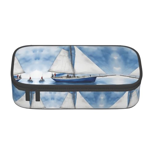 perangg Federmäppchen mit Segelboot, großes Fassungsvermögen, Schreibwaren-Organizer mit Reißverschluss, für Büro und Uni, Blau perangg Federmäppchen mit Segelboot, großes Fassungsvermögen, Schreibwaren-Organizer mit Reißverschluss, für Büro und Uni, Blau von perangg