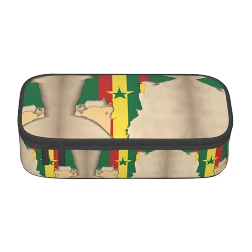 perangg Federmäppchen mit Senegal-Flagge, großes Fassungsvermögen, Stiftetasche, Schreibwaren-Organizer mit Reißverschluss, für Büro und Uni von perangg