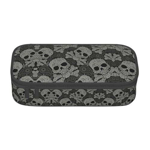 perangg Federmäppchen mit Totenkopf-Design, großes Fassungsvermögen, Schreibwaren-Organizer mit Reißverschluss, für Büro und Universität perangg Federmäppchen mit Totenkopf-Design, großes Fassungsvermögen, Schreibwaren-Organizer mit Reißverschluss, für Büro und Universität von perangg