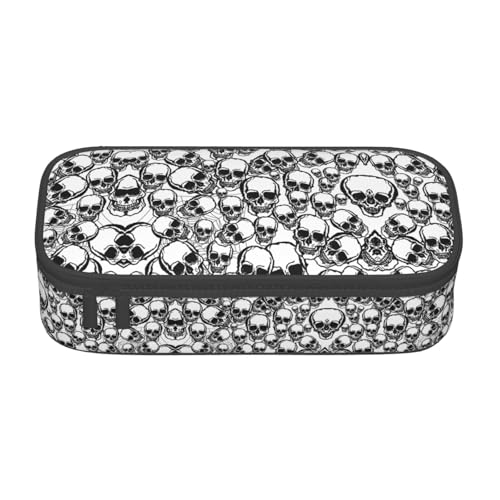 perangg Federmäppchen mit Totenkopf-Muster, großes Fassungsvermögen, Stiftetasche, Schreibwaren-Organizer mit Reißverschluss, für Büro und Uni, Schwarz / Weiß perangg Federmäppchen mit Totenkopf-Muster, großes Fassungsvermögen, Stiftetasche, Schreibwaren-Organizer mit Reißverschluss, für Büro und Uni, Schwarz / Weiß von perangg
