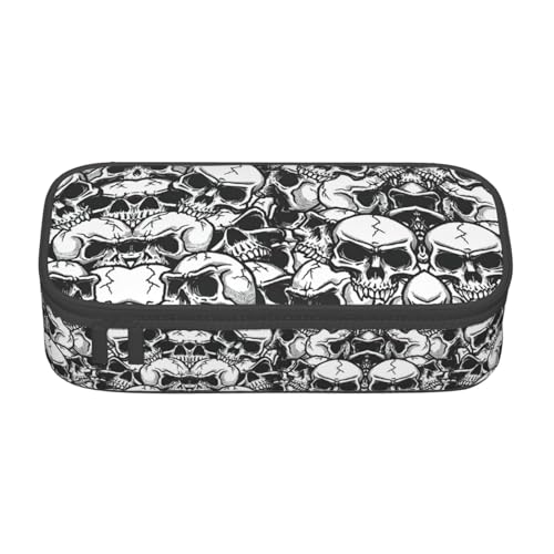 perangg Federmäppchen mit Totenkopf-Muster, großes Fassungsvermögen, Stiftetasche, Schreibwaren-Organizer mit Reißverschluss, für Büro und Universität perangg Federmäppchen mit Totenkopf-Muster, großes Fassungsvermögen, Stiftetasche, Schreibwaren-Organizer mit Reißverschluss, für Büro und Universität von perangg