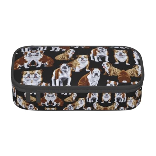 perangg Federmäppchen mit englischer Bulldogge, großes Fassungsvermögen, Stiftetasche, Schreibwaren-Organizer mit Reißverschluss, für Büro und Uni von perangg