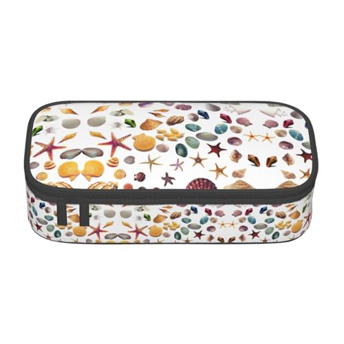 perangg Federmäppchen mit farbigem Muschel-Design, großes Fassungsvermögen, Schreibwaren-Organizer mit Reißverschluss, für Büro und Uni von perangg