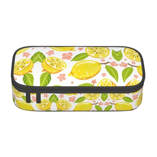 perangg Federmäppchen mit großem Fassungsvermögen, Motiv: Früchte, Zitrone, Schreibwaren-Organizer mit Reißverschluss, für Büro und Uni von perangg