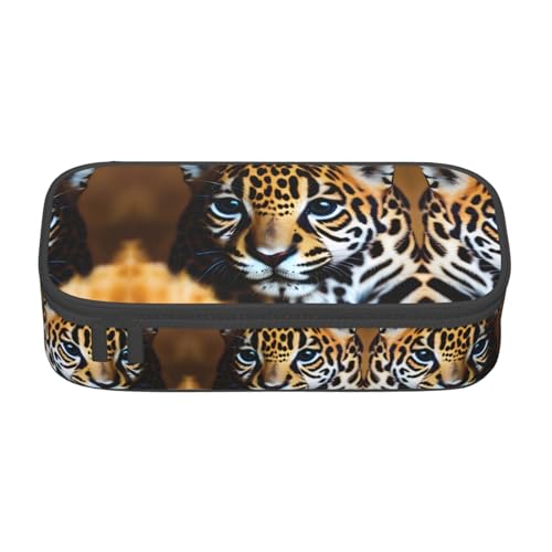 perangg Federmäppchen mit niedlichem Jaguar-Design, großes Fassungsvermögen, Schreibwaren-Organizer mit Reißverschluss, für Büro und Uni von perangg