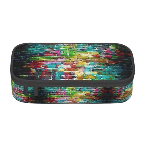 perangg Graffiti-Federmäppchen mit buntem Ziegelstein, großes Fassungsvermögen, Stiftetasche, Schreibwaren-Organizer mit Reißverschluss, für Büro und Uni von perangg