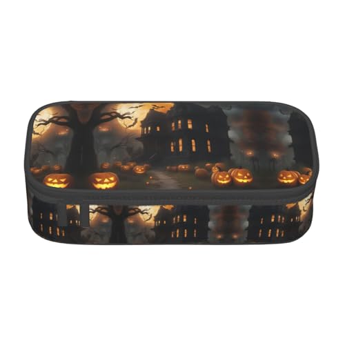 perangg Happy-Halloween-Day Federmäppchen, großes Fassungsvermögen, Schreibwaren-Organizer mit Reißverschluss, für Büro und Uni von perangg