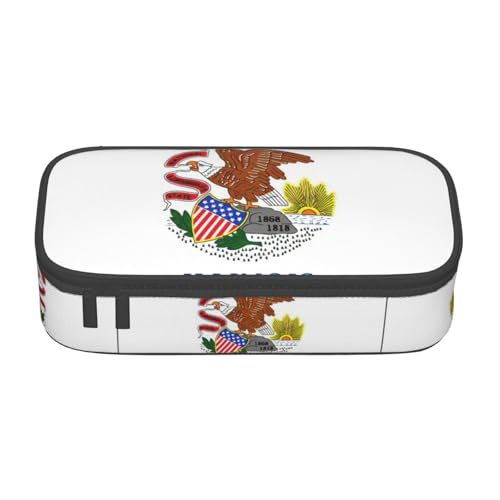 perangg Illinois Federmäppchen mit Staatsflagge, großes Fassungsvermögen, Stiftetasche, Schreibwaren-Organizer mit Reißverschluss, für Büro und Uni perangg Illinois Federmäppchen mit Staatsflagge, großes Fassungsvermögen, Stiftetasche, Schreibwaren-Organizer mit Reißverschluss, für Büro und Uni von perangg