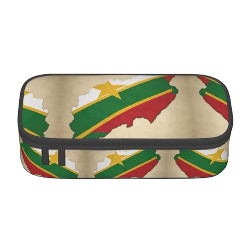 perangg Map01 Federmäppchen mit Suriname-Flagge, großes Fassungsvermögen, Stiftetasche, Schreibwaren-Organizer mit Reißverschluss, für Büro und Uni perangg Map01 Federmäppchen mit Suriname-Flagge, großes Fassungsvermögen, Stiftetasche, Schreibwaren-Organizer mit Reißverschluss, für Büro und Uni von perangg